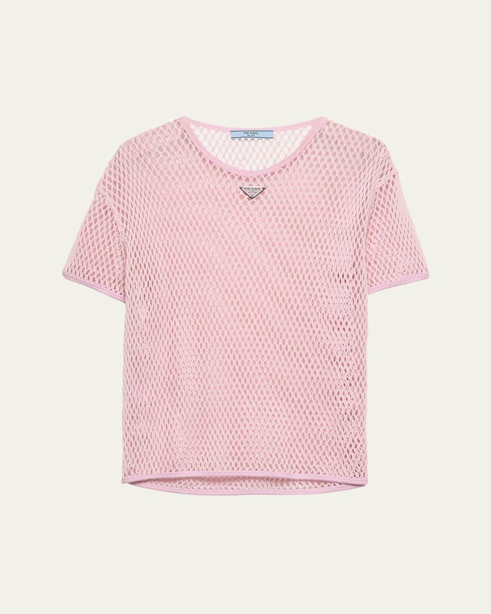 Open Weave Short-Sleeve Top